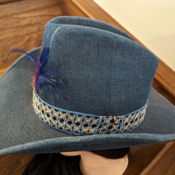 Vintage western 60's blue denim cowboy hat. Size 7-7 1/8 - Picture 16 of 17